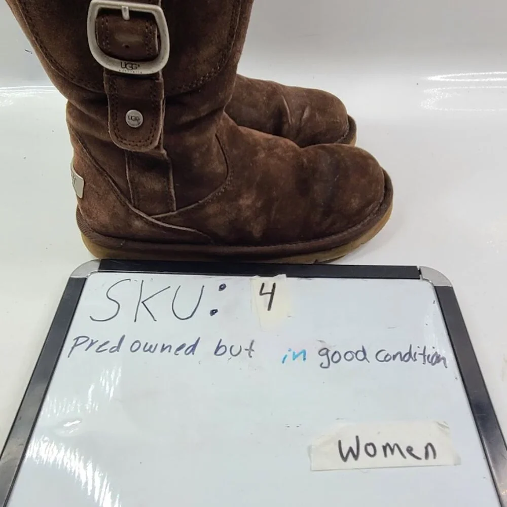 UGG Women's Brown‎ Cargo III 5132 Suede Buckle Mid-Calf Winter Snow Boots Size 6